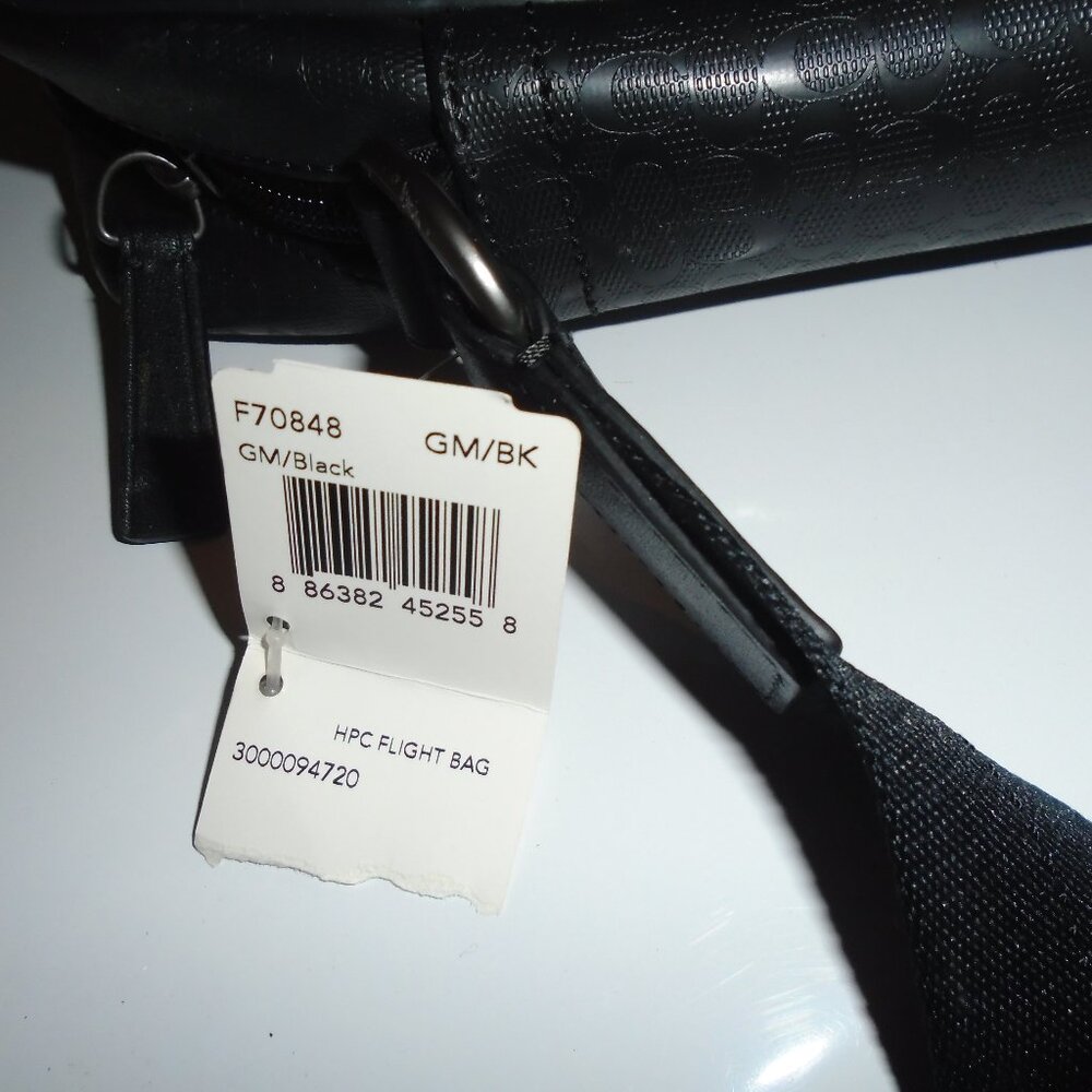 NEW COACH UNISEX SIGNATURE C LOGO BLACK GUNMETAL FLIGHT BAG PURSE TOTE F70848 - Picture 11 of 11